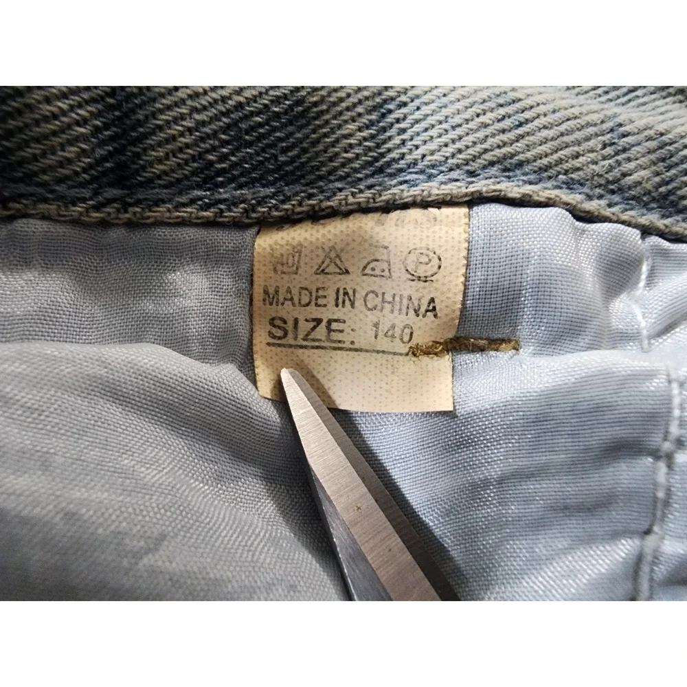 Unbranded Star Patch Jeans 28x27 Blue Denim Distressed Raw Hem Streetwear Clout